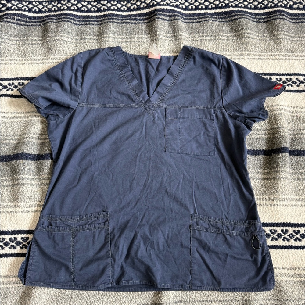 Dickies Women's Navy Blue Short Sleeve Scrub Top Size XL